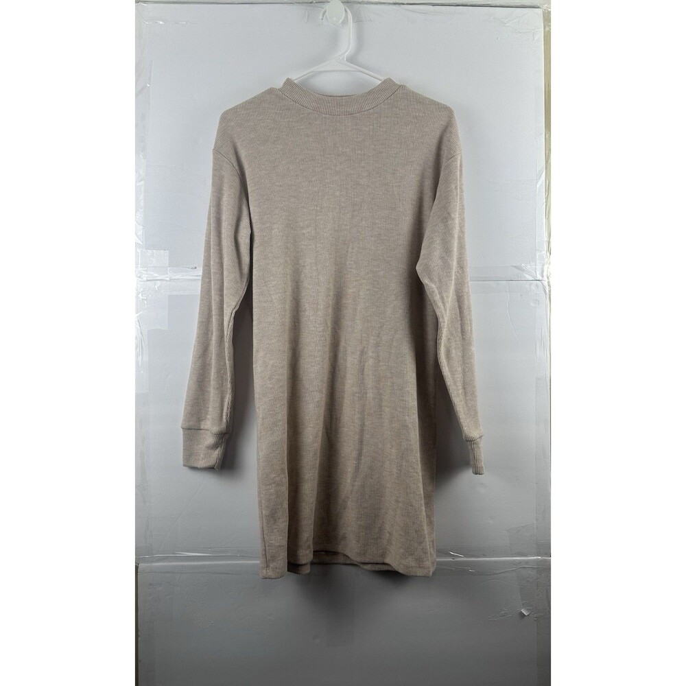 Primark Cares Women's XS Beige Ribbed Long Sleeve Tunic Top Mock Neck Casual